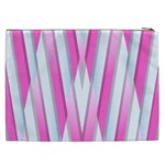 Geometric 3d Design Pattern Pink Cosmetic Bag (XXL) Back