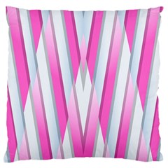 Geometric 3d Design Pattern Pink Large Premium Plush Fleece Cushion Case (two Sides) by Apen