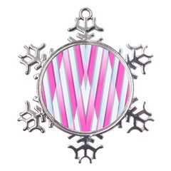 Geometric 3d Design Pattern Pink Metal Large Snowflake Ornament by Apen