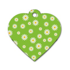 Daisy Flowers Floral Wallpaper Dog Tag Heart (one Side) by Apen