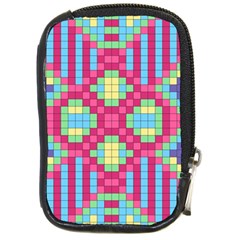 Checkerboard Squares Abstract Texture Pattern Compact Camera Leather Case