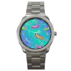 Non Seamless Pattern Blues Bright Sport Metal Watch by Dutashop