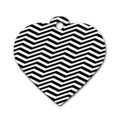 Zigzag Chevron Pattern Dog Tag Heart (two Sides)