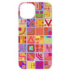 Colourful Abstract Shapes Iphone 14 Black Uv Print Case by Pakjumat