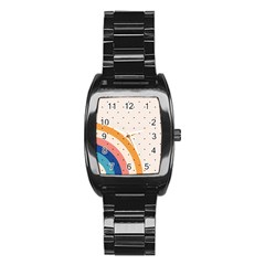 Retro Abstract Geometric Stainless Steel Barrel Watch
