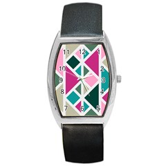 Pattern Geometric Decor Backdrop Barrel Style Metal Watch by Modalart