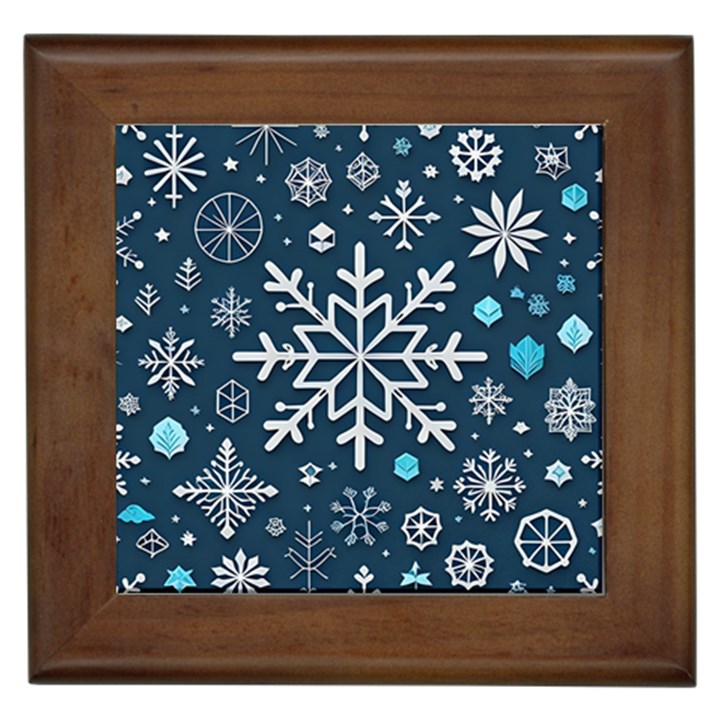 Snowflakes Pattern Framed Tile