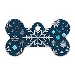 Snowflakes Pattern Dog Tag Bone (two Sides) by Modalart