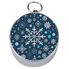 Snowflakes Pattern Silver Compasses by Modalart