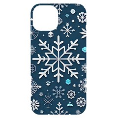 Snowflakes Pattern Iphone 14 Black Uv Print Case by Modalart