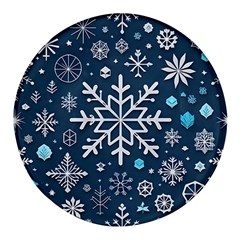 Snowflakes Pattern Round Glass Fridge Magnet (4 Pack) by Modalart