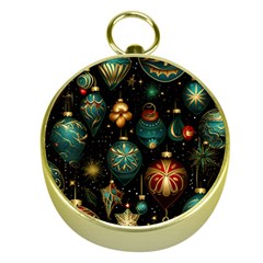 Christmas Ornaments Gold Compasses by Modalart