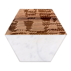 Christmas Trees Marble Wood Coaster (hexagon) 