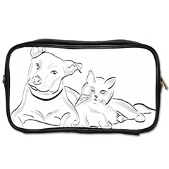 Dog Cat Domestic Animal Silhouette Toiletries Bag (one Side) by Modalart