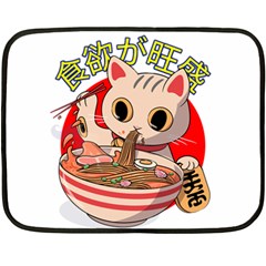 Ramen Cat Noodles Cute Japanes Two Sides Fleece Blanket (mini) by Modalart