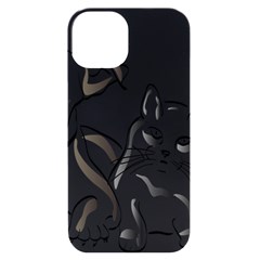 Dog Cat Domestic Animal Silhouette Iphone 14 Black Uv Print Case by Modalart