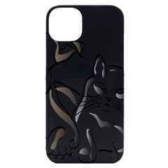 Dog Cat Domestic Animal Silhouette Iphone 14 Plus Black Uv Print Case by Modalart