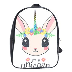 Unicorn Rabbit Hare Wreath Cute School Bag (Large)