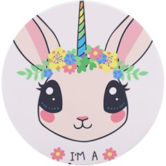 Unicorn Rabbit Hare Wreath Cute UV Print Round Tile Coaster