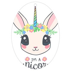 Unicorn Rabbit Hare Wreath Cute UV Print Acrylic Ornament Oval