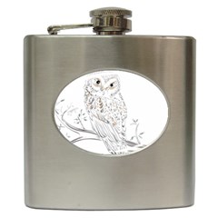 Owl Bird Wildlife Bird Of Prey Hip Flask (6 Oz) by Modalart