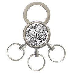Roses Bouquet Flowers Sketch 3-ring Key Chain by Modalart