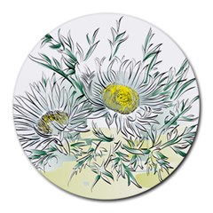 Thistle Alpine Flower Flower Plant Round Mousepad by Modalart