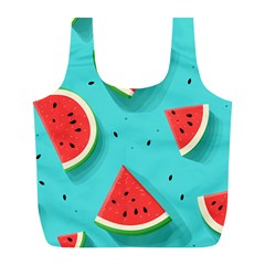 Watermelon Fruit Slice Full Print Recycle Bag (l) by Bedest