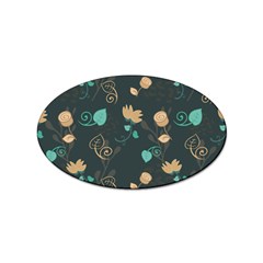 Flower Leaves Pattern Seamless Sticker Oval (10 Pack) by Bedest