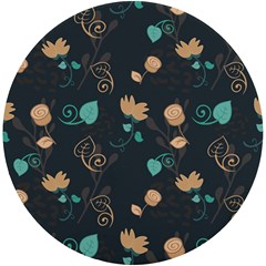 Flower Leaves Pattern Seamless Uv Print Round Tile Coaster by Bedest