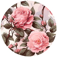 Rose Flower Seamless Wooden Puzzle Round