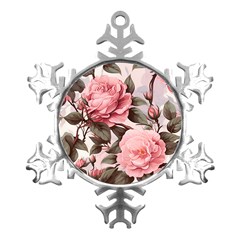 Rose Flower Seamless Metal Small Snowflake Ornament