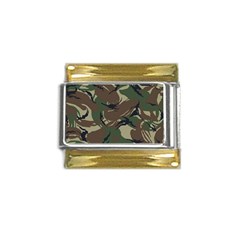 Camouflage Pattern Fabric Gold Trim Italian Charm (9mm)