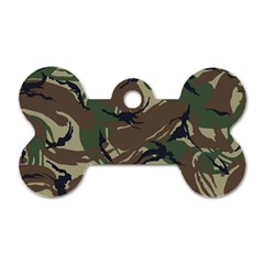 Camouflage Pattern Fabric Dog Tag Bone (One Side)