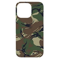 Camouflage Pattern Fabric iPhone 14 Pro Max Black UV Print Case