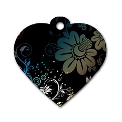 Flower Abstract Desenho Dog Tag Heart (one Side) by Bedest