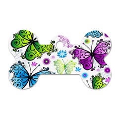 Butterflies Abstract Background Colorful Desenho Vector Dog Tag Bone (two Sides)