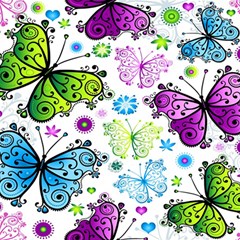 Butterflies Abstract Background Colorful Desenho Vector Play Mat (square) by Bedest