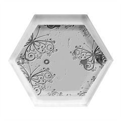 Butterflies Abstract Background Colorful Desenho Vector Hexagon Wood Jewelry Box by Bedest