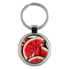 Watermelon Fruit Green Red Key Chain (round) by Bedest