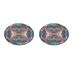 Blue Arabesque Cufflinks (oval) by kaleidomarblingart