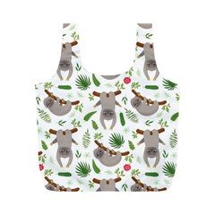 Seamless Pattern With Cute Sloths Full Print Recycle Bag (m) by Ndabl3x