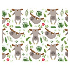 Seamless Pattern With Cute Sloths Two Sides Premium Plush Fleece Blanket (medium) by Ndabl3x