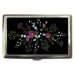 Embroidery Trend Floral Pattern Small Branches Herb Rose Cigarette Money Case by Ndabl3x