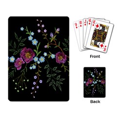 Embroidery Trend Floral Pattern Small Branches Herb Rose Playing Cards Single Design (rectangle) by Ndabl3x