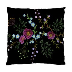 Embroidery Trend Floral Pattern Small Branches Herb Rose Standard Cushion Case (one Side) by Ndabl3x