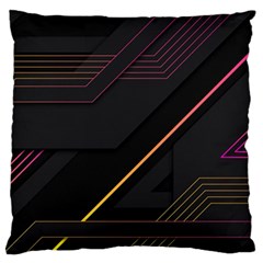 Gradient Geometric Shapes Dark Background Large Premium Plush Fleece Cushion Case (one Side)