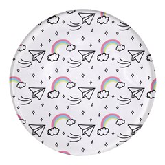 Cute Art Print Pattern Round Glass Fridge Magnet (4 pack)