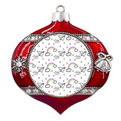 Cute Art Print Pattern Metal Snowflake And Bell Red Ornament