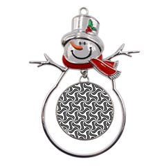 Soft Pattern Repeat Monochrome Metal Snowman Ornament by Ravend